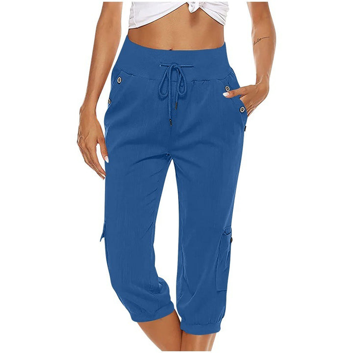 Women’s Cotton Linen Cargo Pants – Cropped Comfort