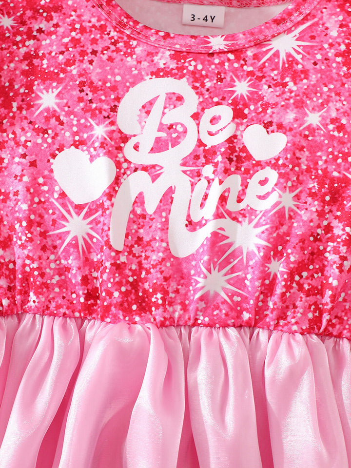 Toddler special occasion dress with shimmering front panel and layered skirt for sweet party looks