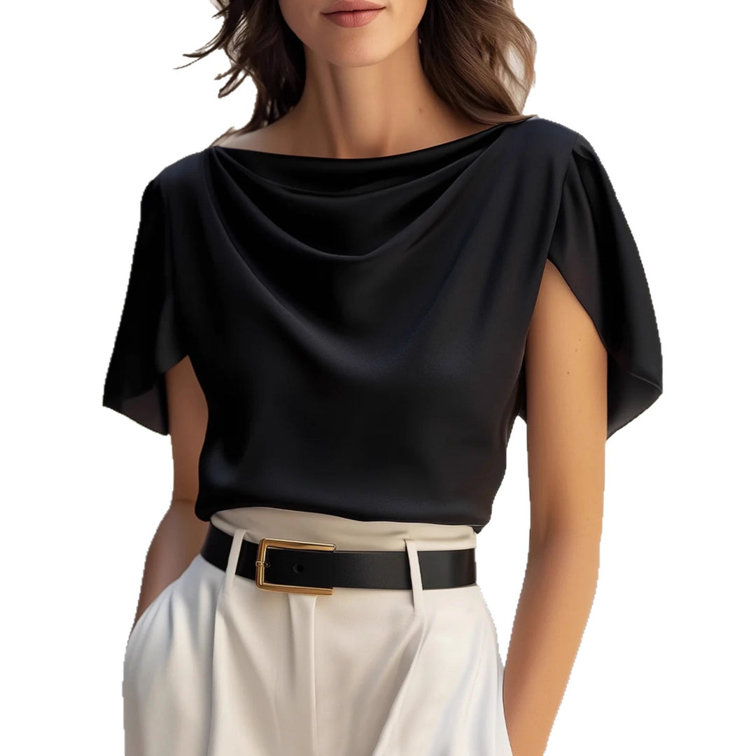 Close-up of resin color-fixed solid-color polyester fabric texture on black women&