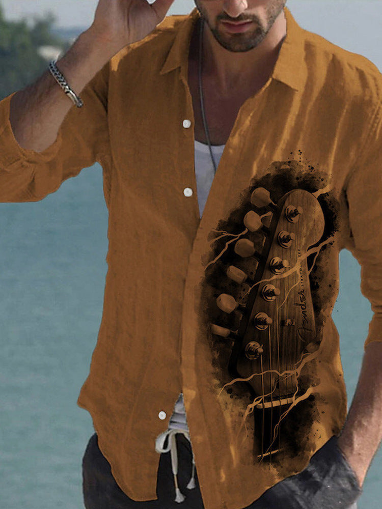 Bamboo Linen Printed Men's Shirt – Color-Match Style