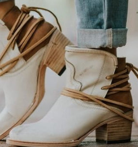 block heel slingback booties milky white PU ankle boot with contrast lace wrap and stitched upper for quiet luxury vibe
