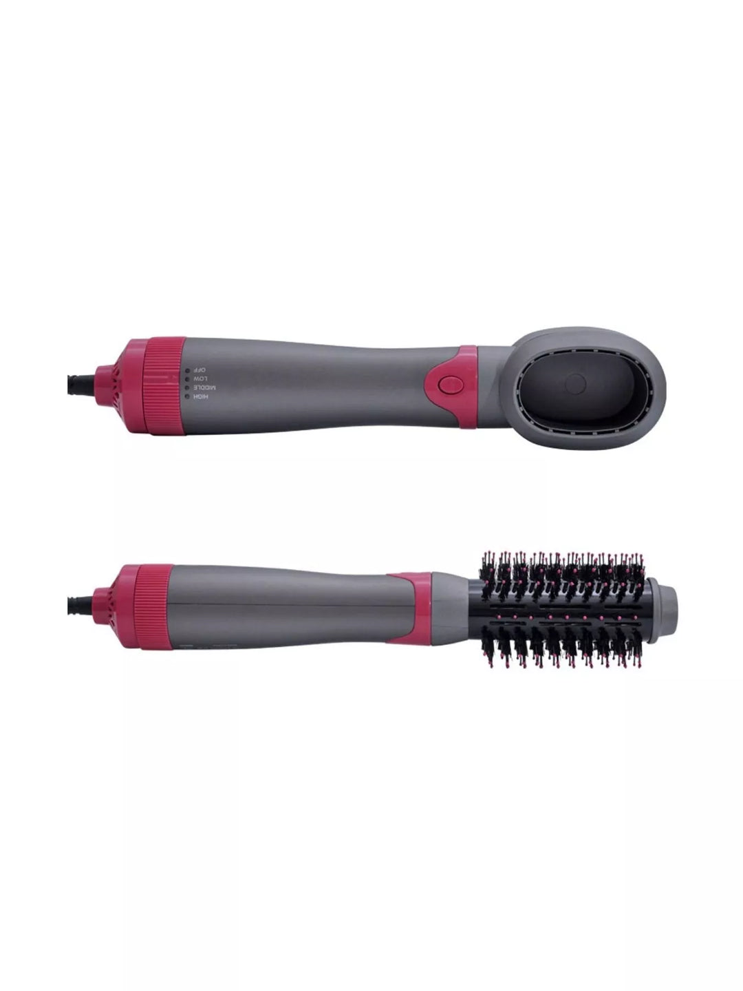 imported hot air brush gliding through long hair for salon finish