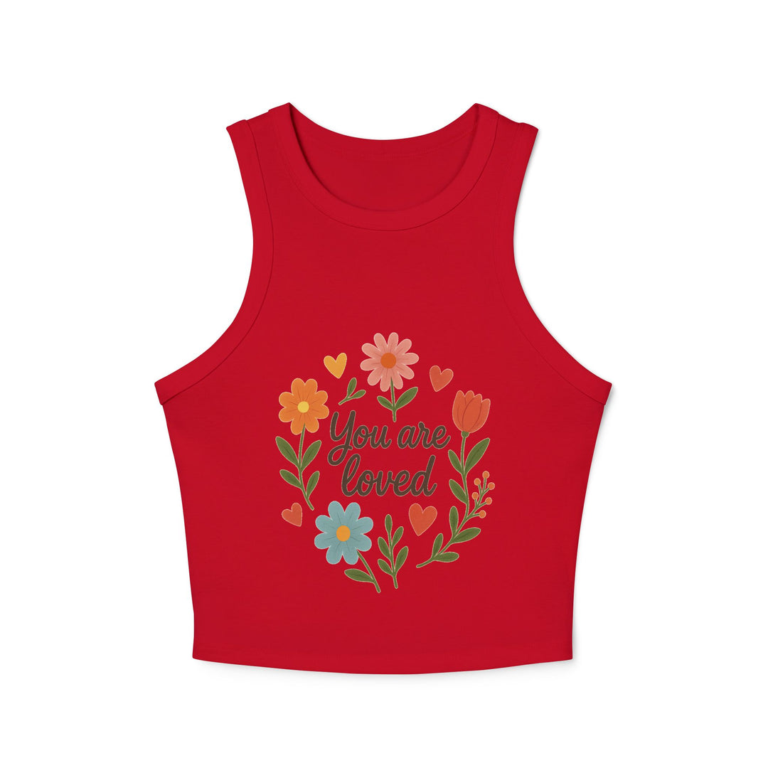 Women's Floral Quote Racer Tank – Ribbed Summer Fit