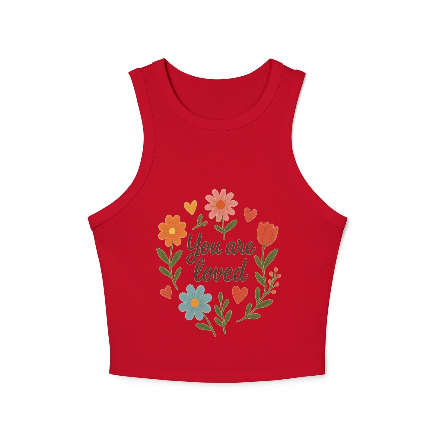 Women's Floral Quote Racer Tank – Ribbed Summer Fit