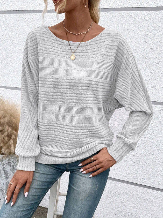 Women's Round Neck Pullover Top - Effortless Comfort