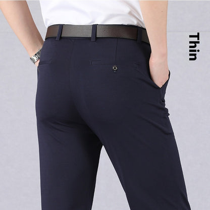 breathable loose fit pants men bean gray ice silk side pockets close up