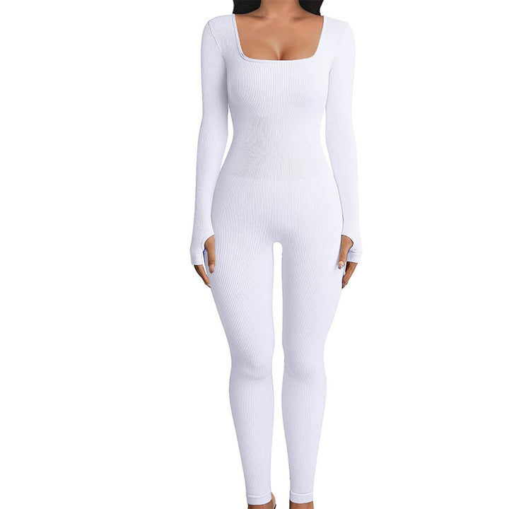 Square Neck Cotton Jumpsuit - Sleek Curves All Day Wear