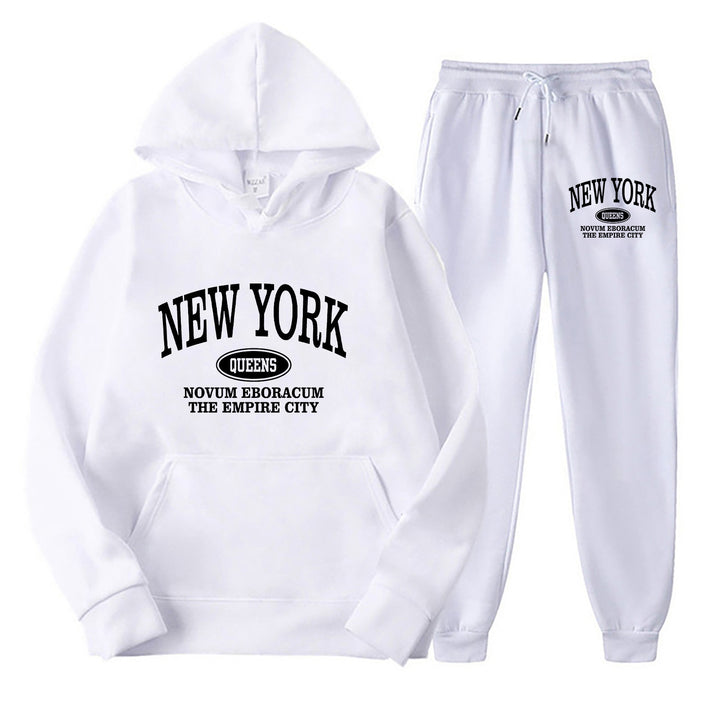 Plus size sweatsuit product view with long-sleeve hoodie