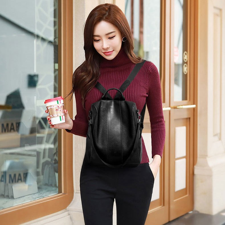 women's solid color large capacity backpack neutral solid color versatile outfit pairing