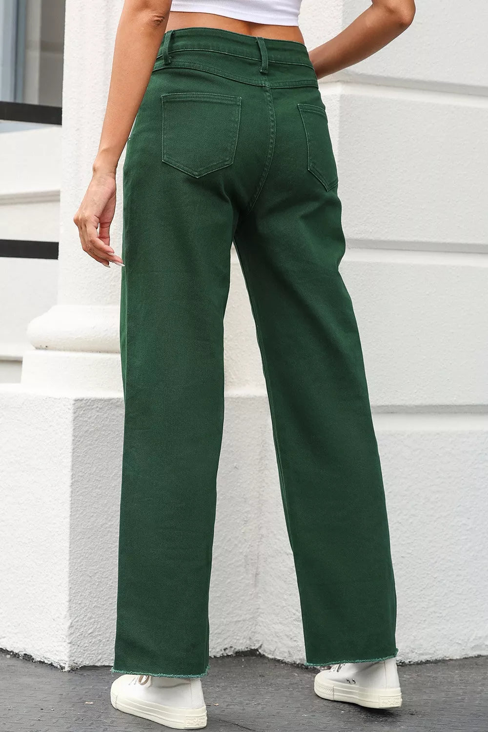 Back view of raw hem women&