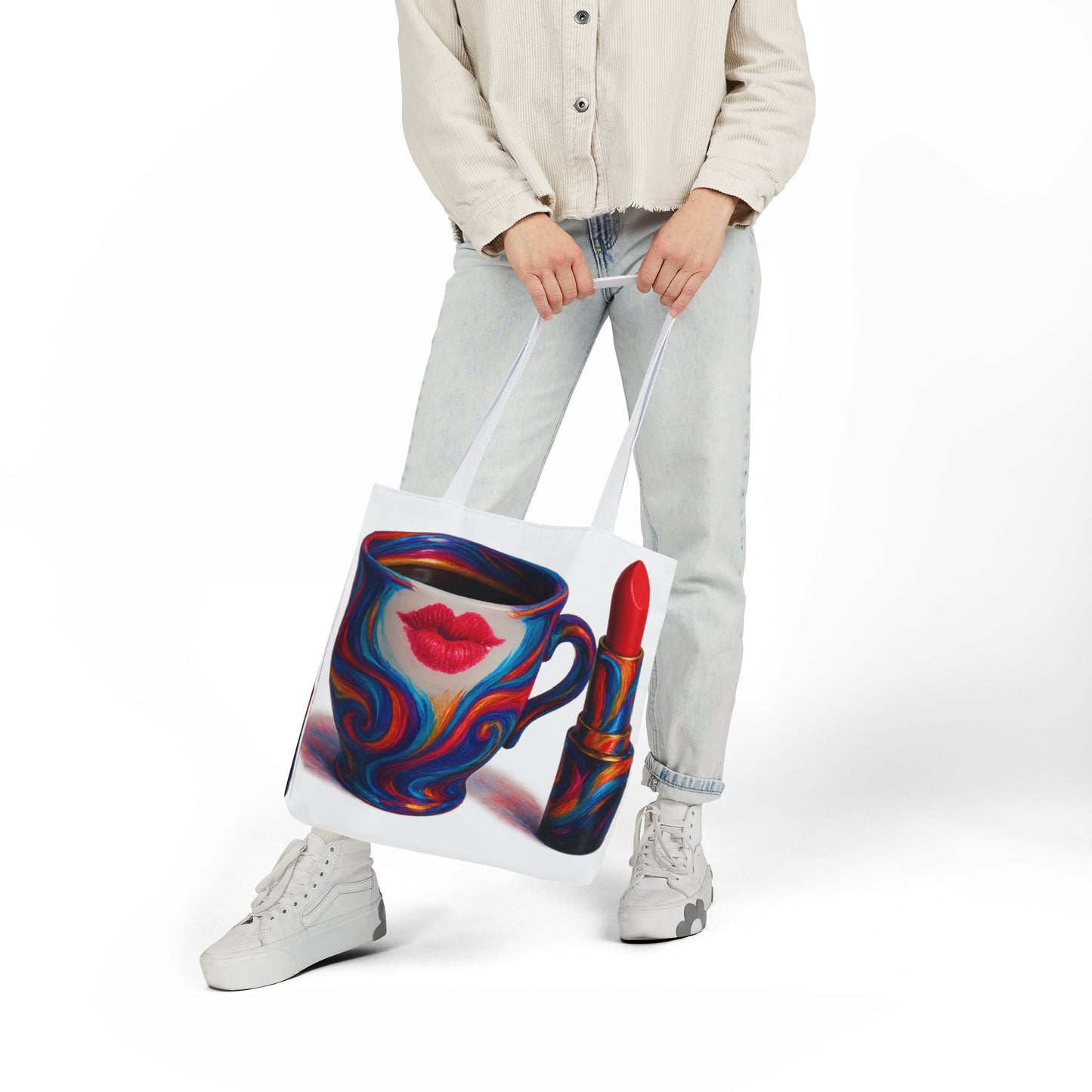 Canvas Tote Bag with 5-Color Straps & Sleek Black Lining