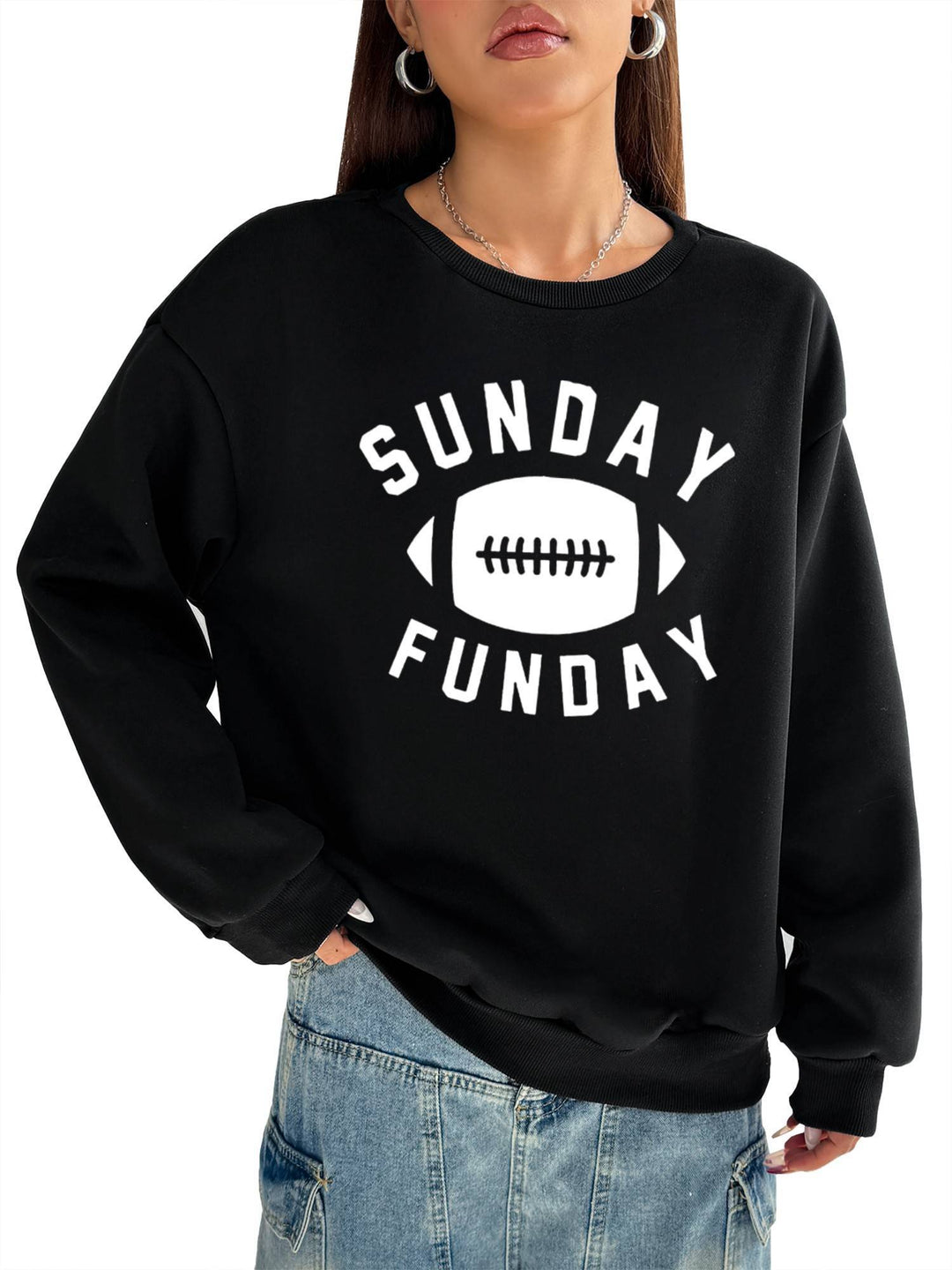 Women’s Crew Neck Sweatshirt Regular Fit Casual Fall Top