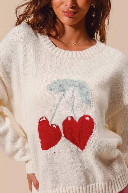 Cozy Valentine sweater top texture highlighting premium knit feel