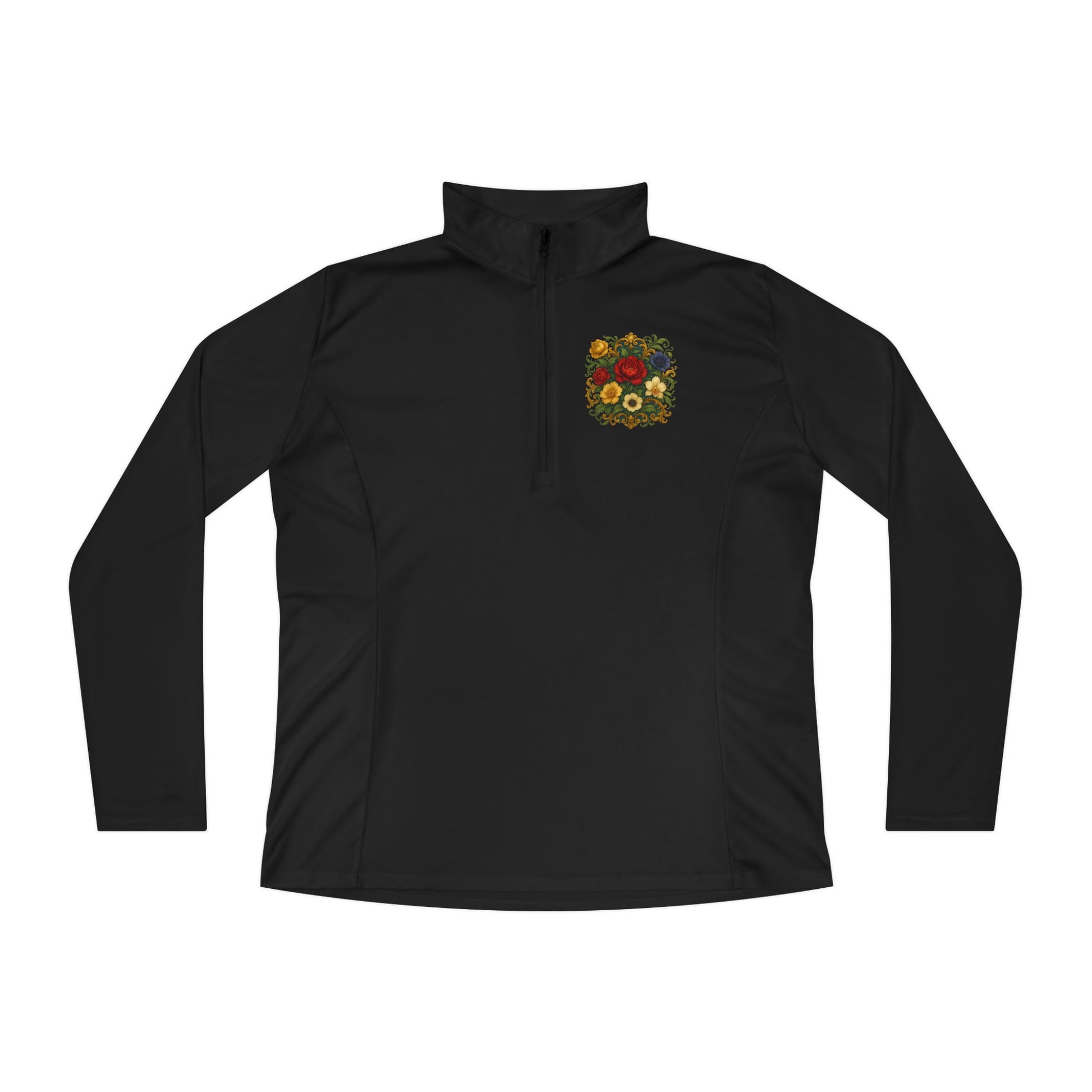 Floral Ladies Quarter-Zip Pullover – Get Cozy