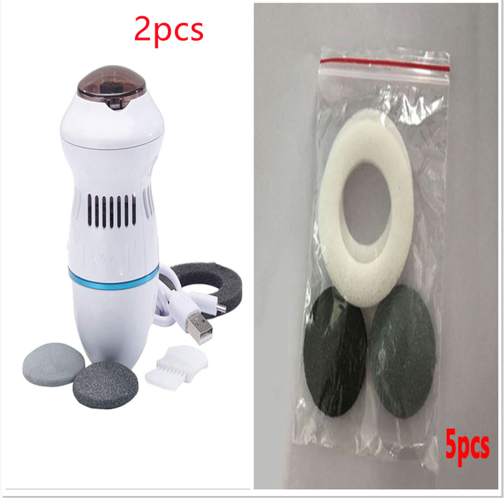White handheld device with accessories and a clear bag with additional components on a white background.