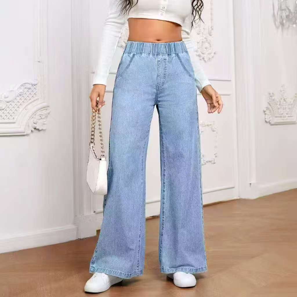 wide leg plus size jeans full length silhouette showing relaxed structured fit