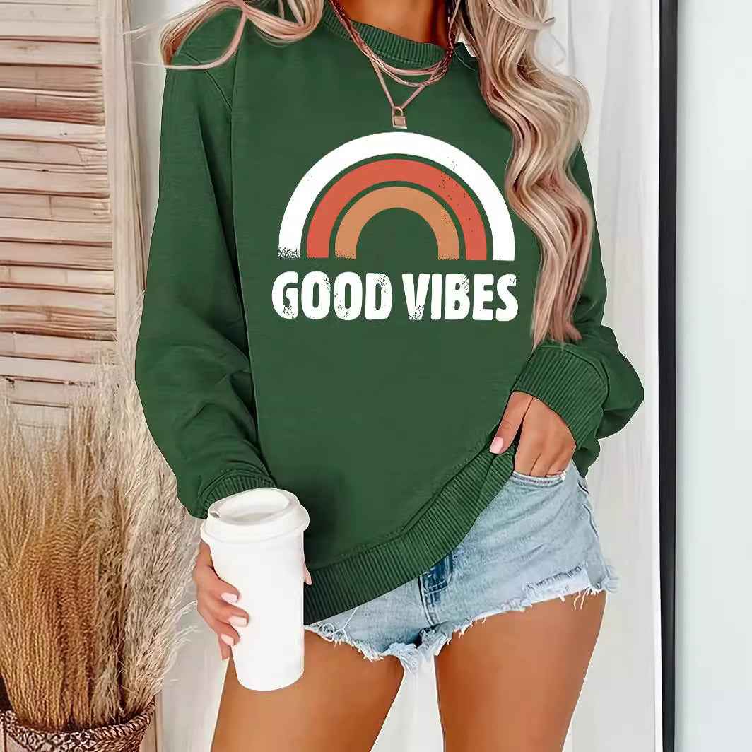 Woman Rainbow Letter Plus Size Sweater
