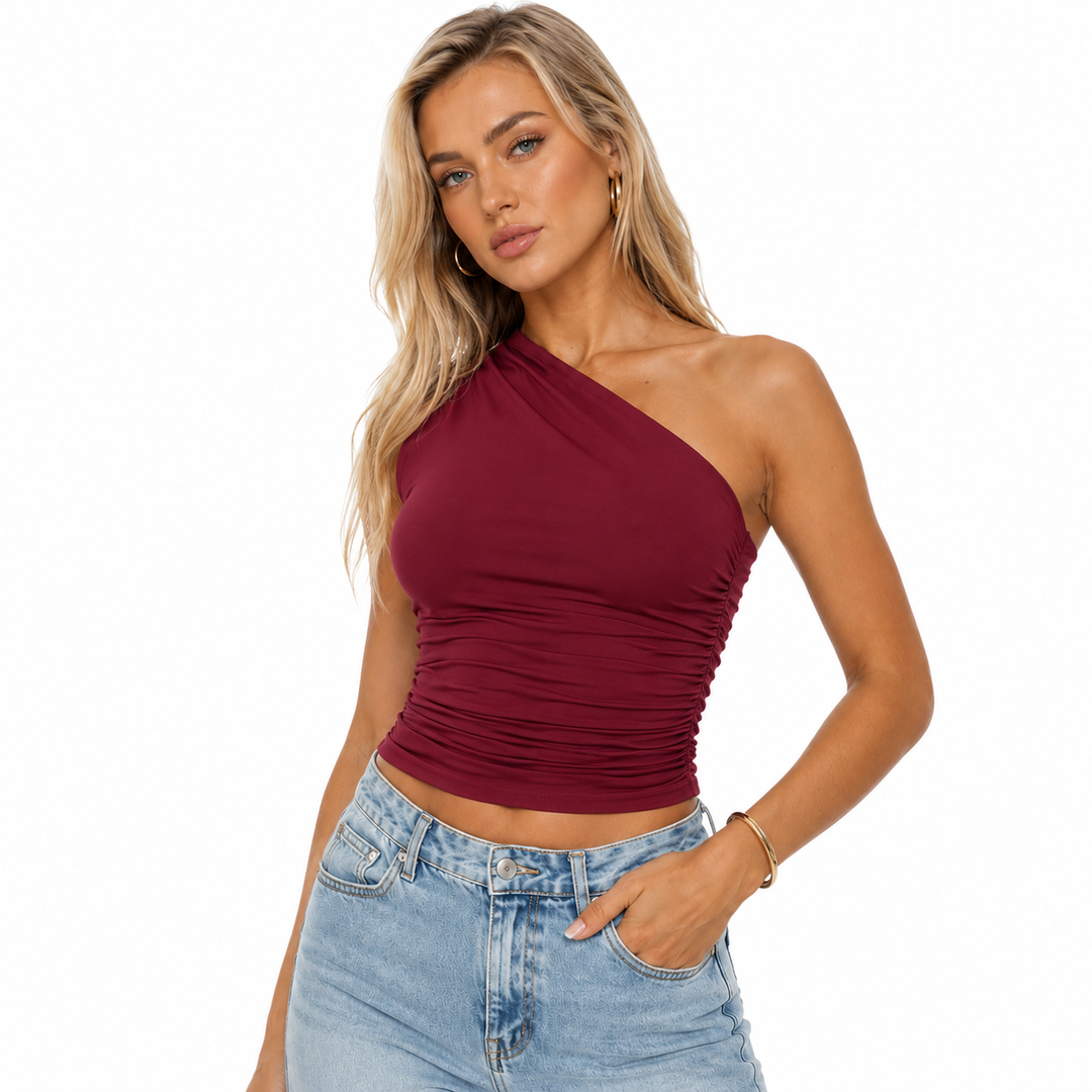 Women’s Strapless Top - Ruched Slim Fit Layering Top