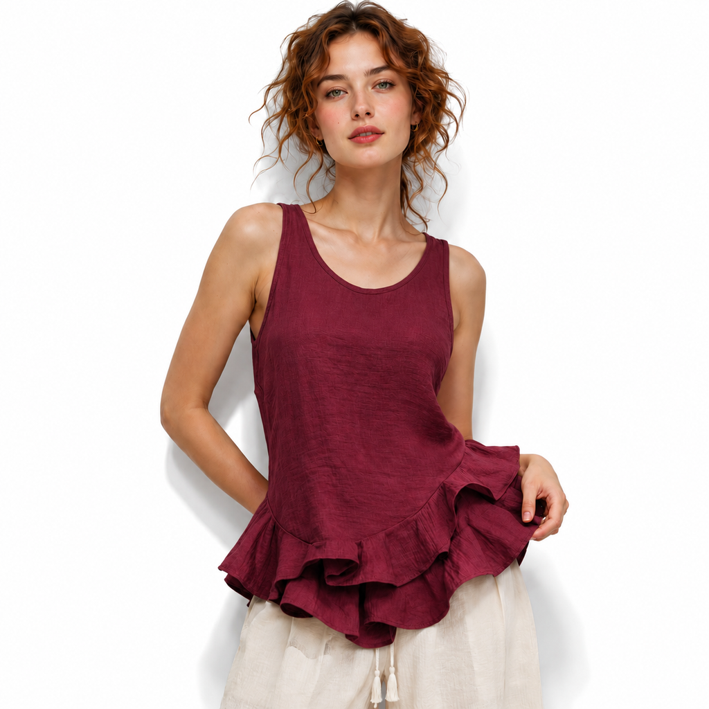 Ruffled Sleeveless Top for Summer Outfit