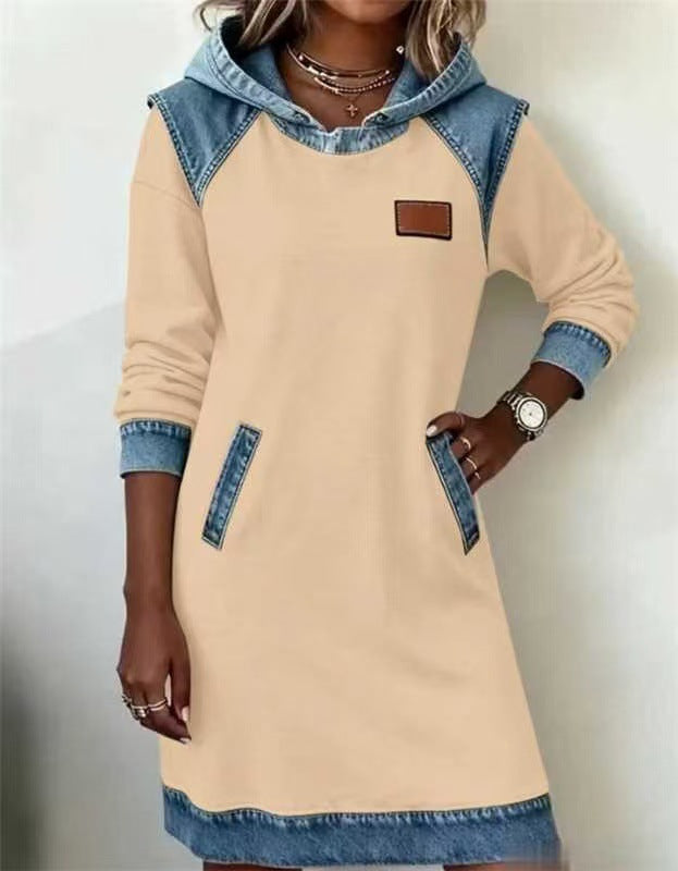 street style women set black edition natural standing pose showing structured skirt drape and hoodie neckline