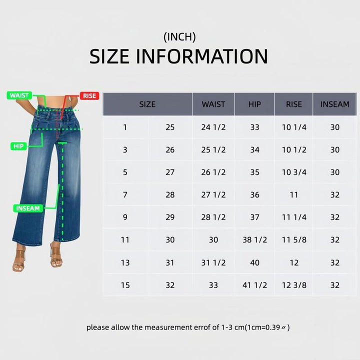 Women’s Medium Blue Wide Leg Jeans 68% Cotton Fit Style