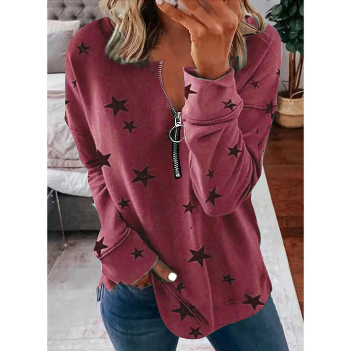 women’s star print sweatshirt cotton blend fabric soft interior lining