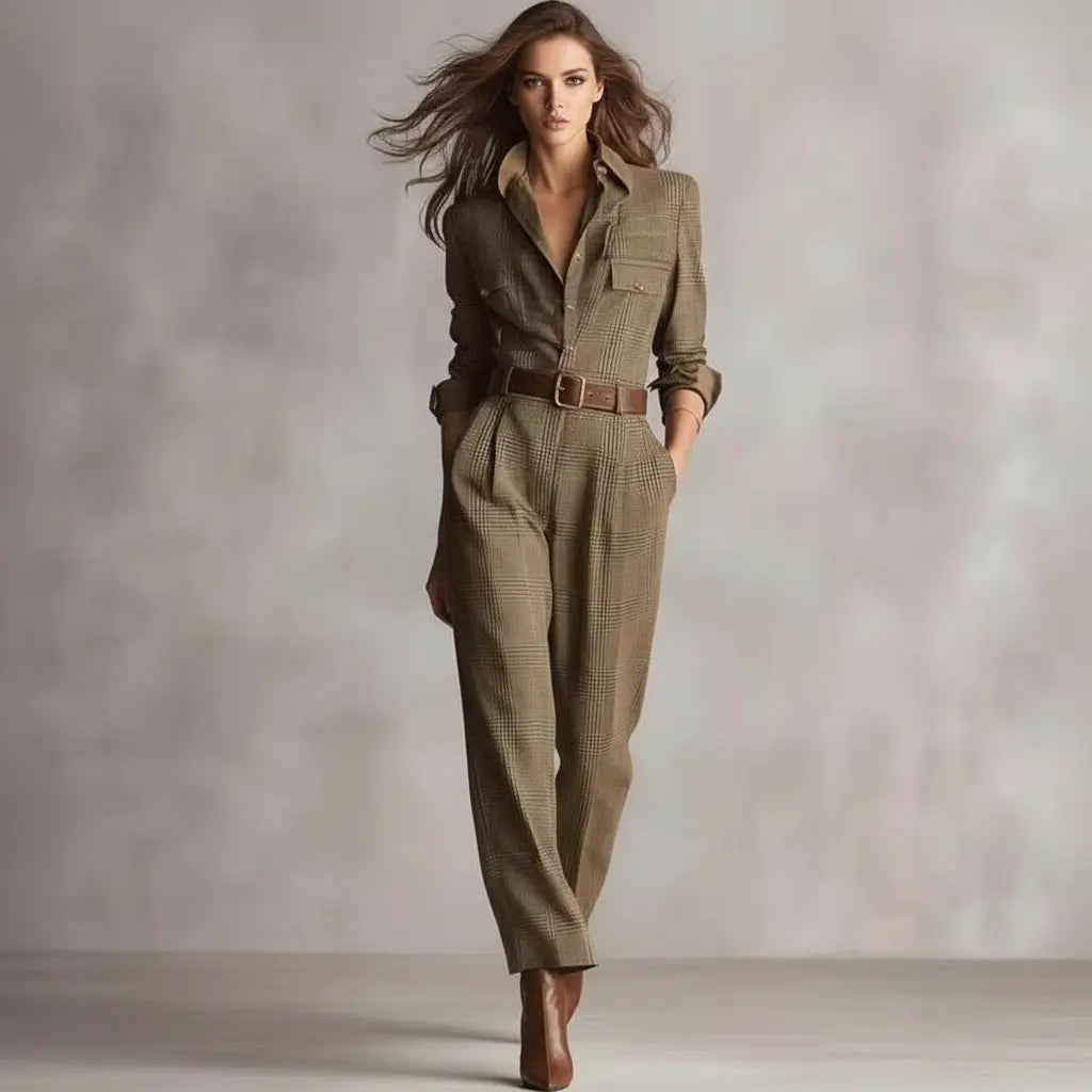 Women's Plaid Jumpsuit – Chic Spring & Autumn One-Piece