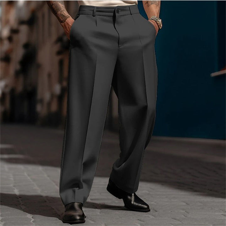 "white straight leg dress pants men breathable polyester formal occasions modern fit clean"
