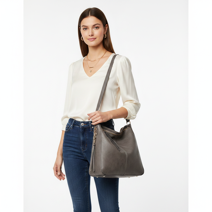 Hobo tote bag for women with multiple compartments, soft handle, and comfortable shoulder fit