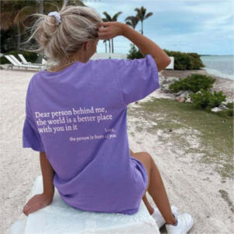 Women’s Letter Print T-Shirt – Chic Casual Slogan Tee