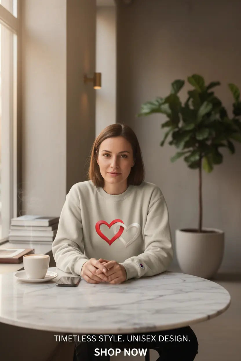 Unisex Valentine pullover front view refined minimal design