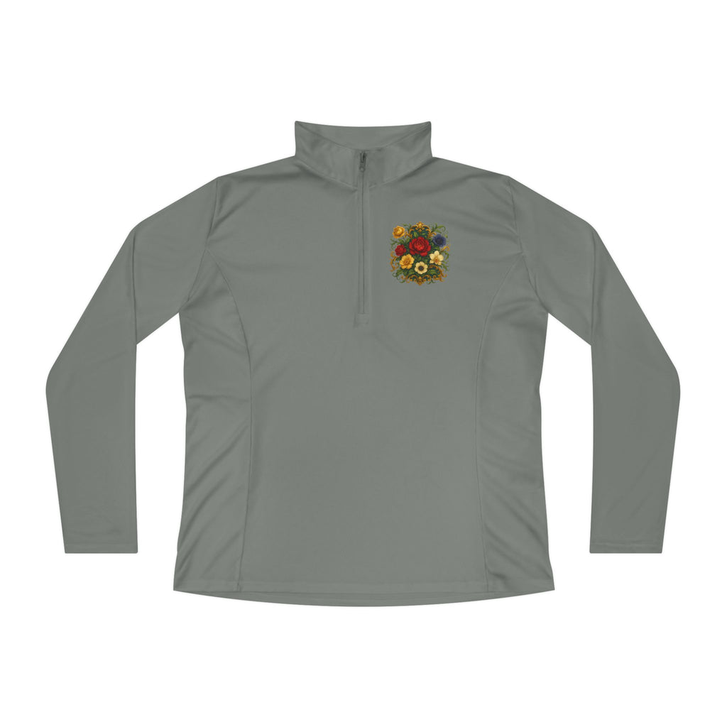 Floral Ladies Quarter-Zip Pullover – Get Cozy