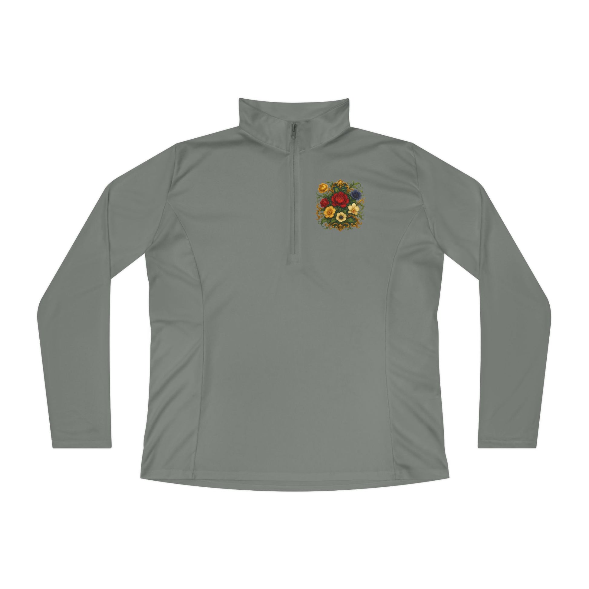 Floral Ladies Quarter-Zip Pullover – Get Cozy