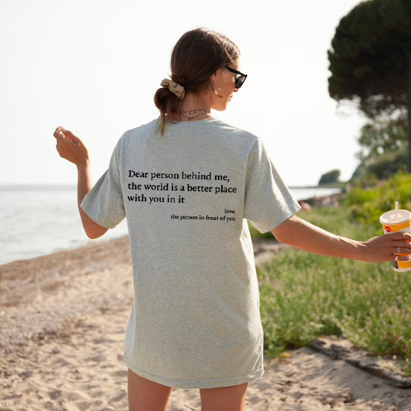 Women’s Letter Print T-Shirt – Chic Casual Slogan Tee