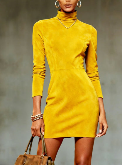 suede mini dress elegant citywear styling