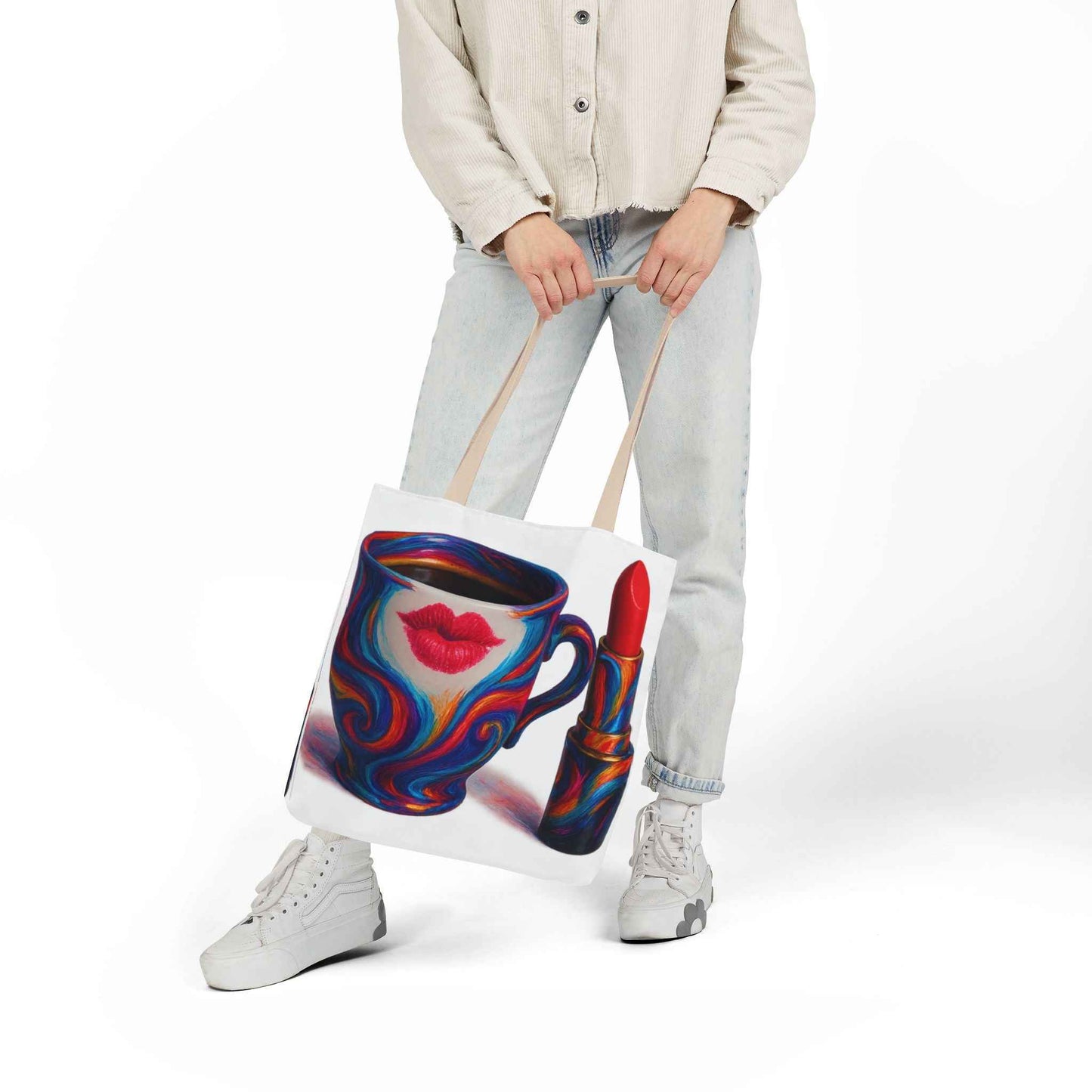 Canvas Tote Bag with 5-Color Straps & Sleek Black Lining