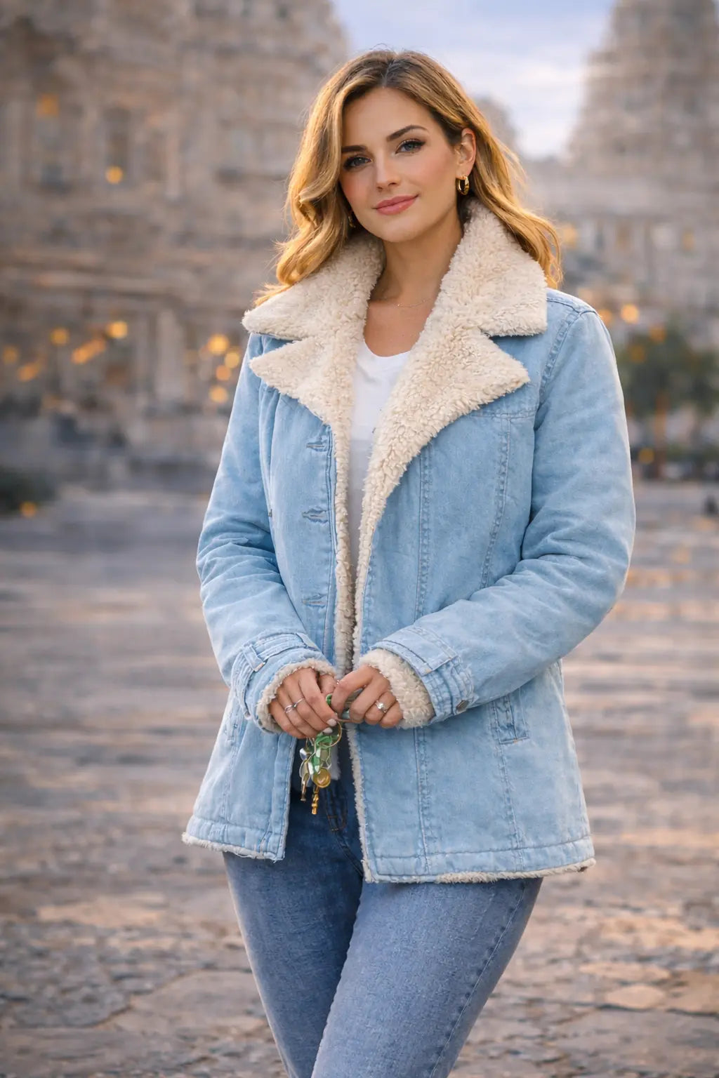 women fleece cotton padded jacket minimalist urban cold weather look