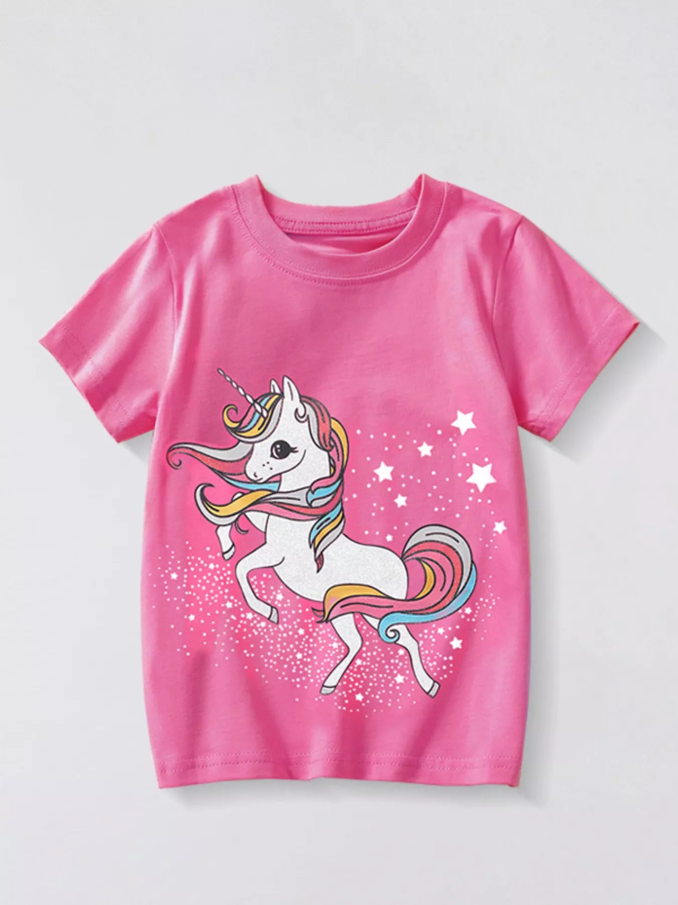 unicorn graphic kids t shirt lightweight material smooth texture