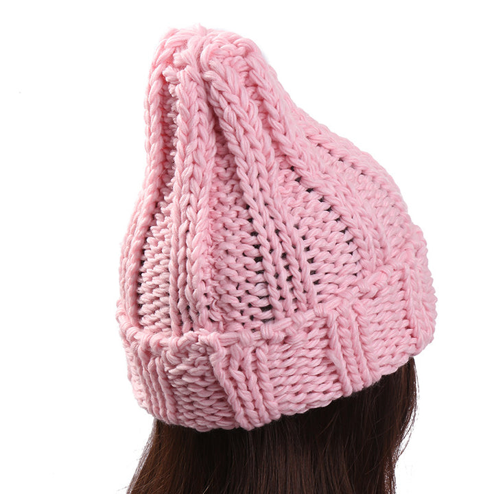 Women Thick Wool Knit Winter Hat with Warm Earmuffs Style