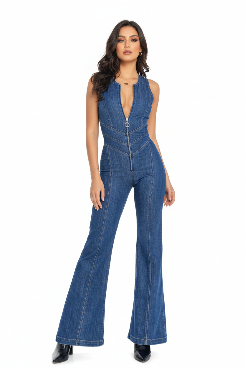 Backless jumpsuit design with clean silhouette