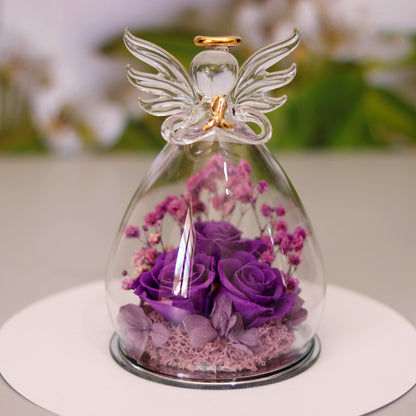 Eternal Flower Gift Box- Angel Glass Dome Rose Keepsake