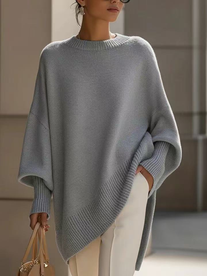 loose women knitted sweater normal length minimalist winter style
