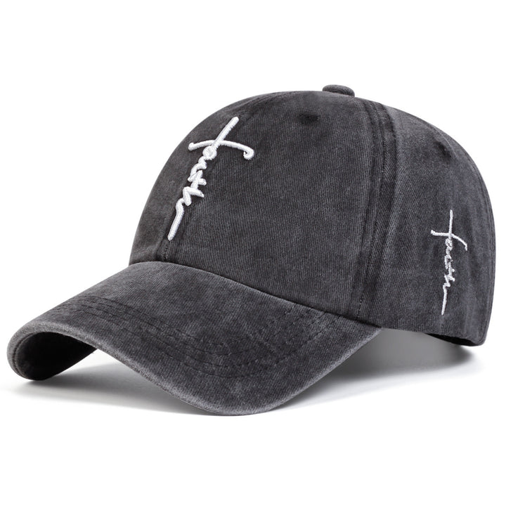 Embroidered faith letter cap designed for adults in every season, shown in a style view for easy color and detail comparison.