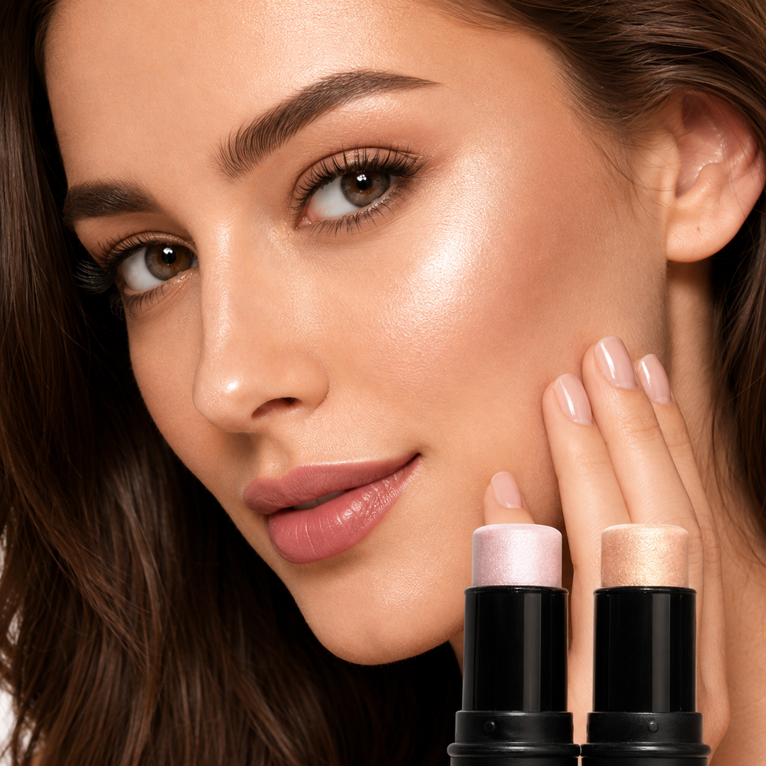 Portable contour highlighter makeup stick set with smooth twist style format for handbag, travel and everyday use makeup kits
