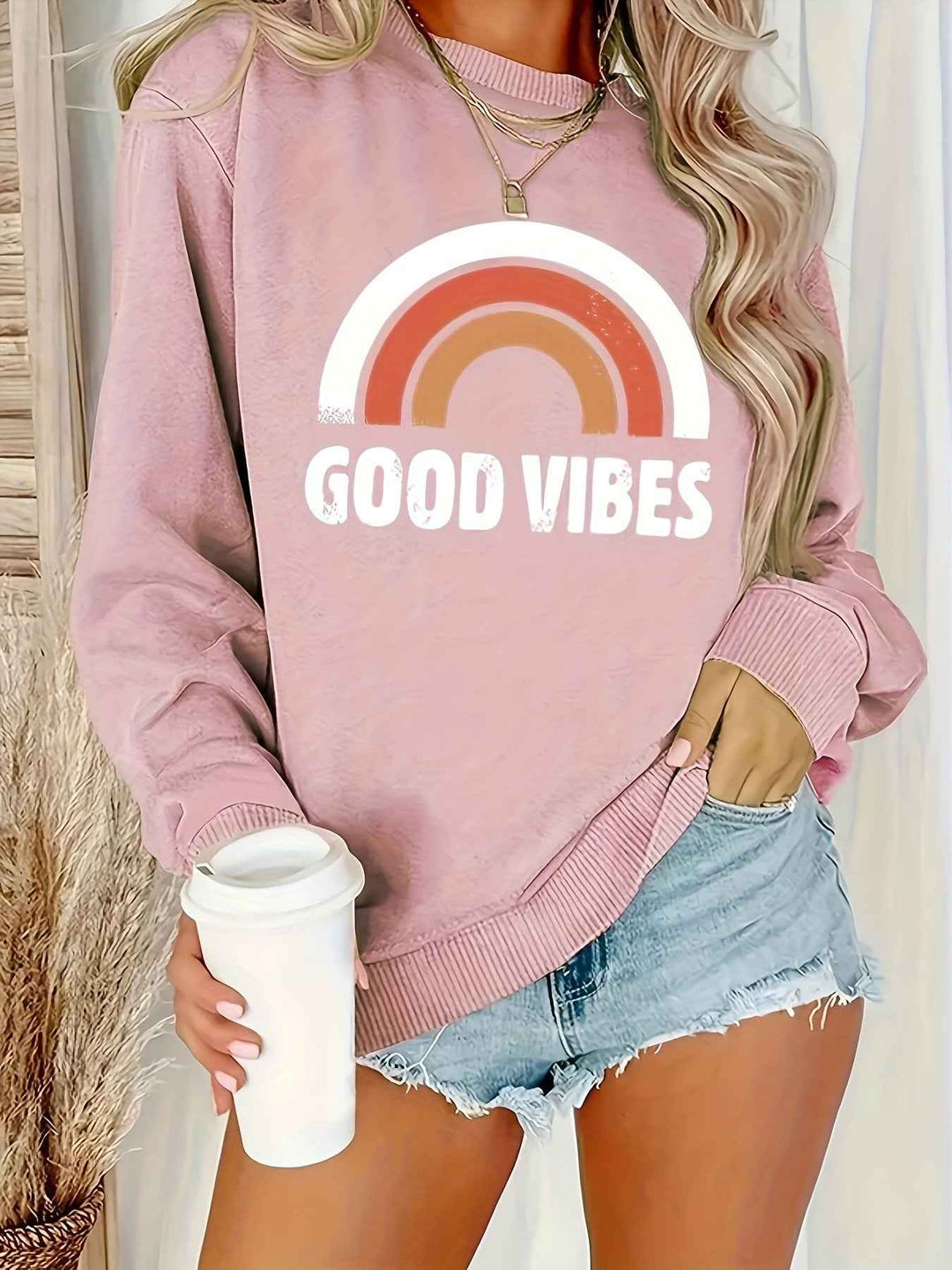 Woman Rainbow Letter Plus Size Sweater
