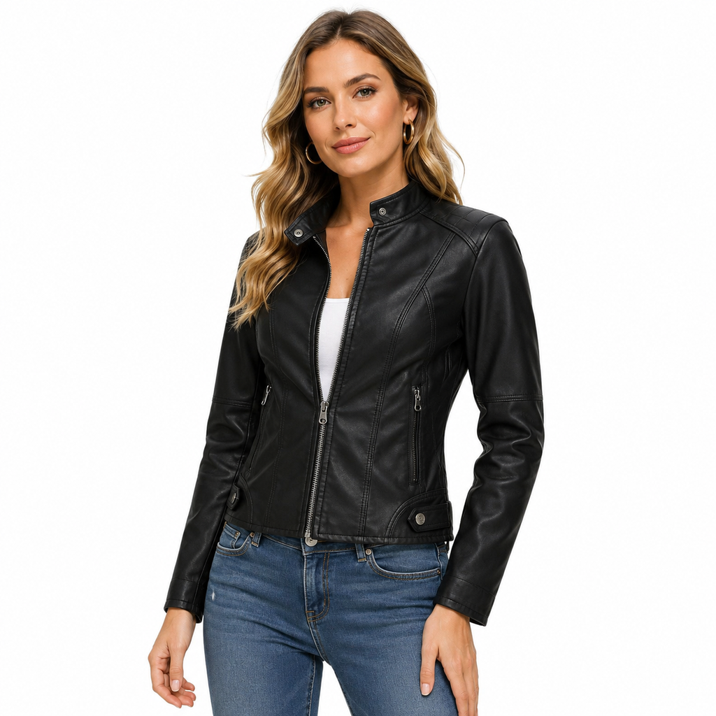 Faux Leather Jacket Women - PU Stand Collar Streetwear!