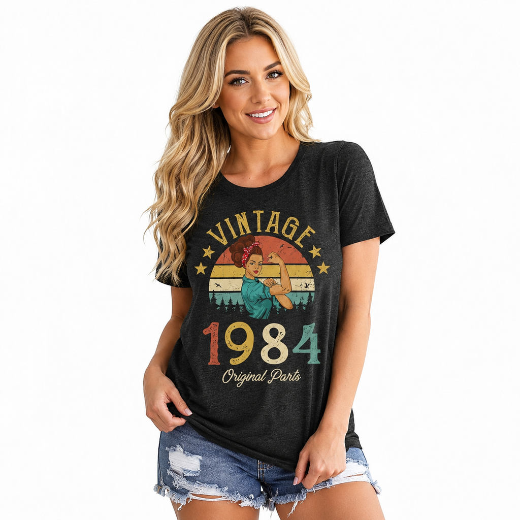 Vintage 1984 Women’s Top - Letter Print Party Tee
