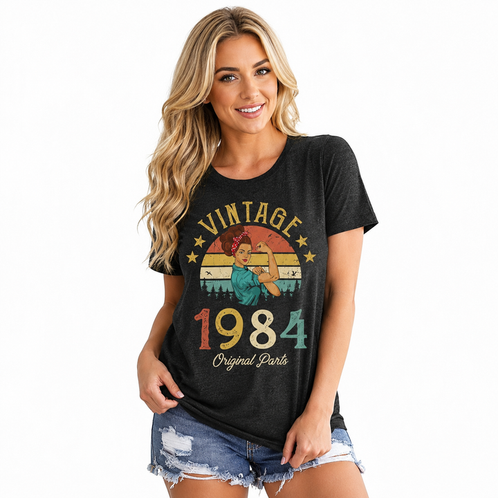 Vintage 1984 Women’s Top - Letter Print Party Tee