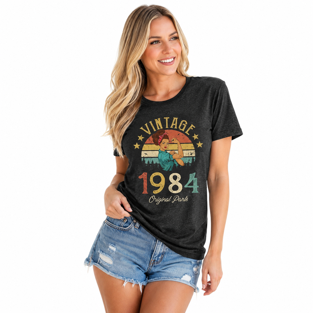 Vintage 1984 Women’s Top - Letter Print Party Tee