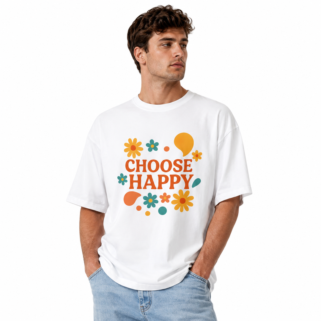 Unisex Oversized T-Shirt - Happy Graphic Tee